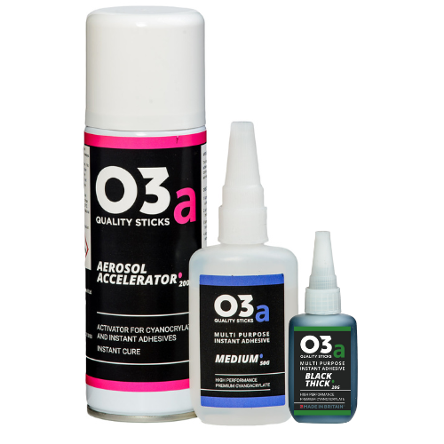 O3a Medium 50g + O3a Thick Black 20g with O3a Aerosol Activator 200ml Bundle