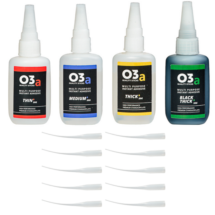 O3a 50g Ultimate Adhesive Bundle - 4 x 50g adhesives including micro tips