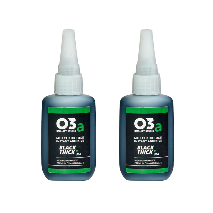 O3a Cyanoacrylate Adhesive, Black, Thick, 50g - Twin Pack