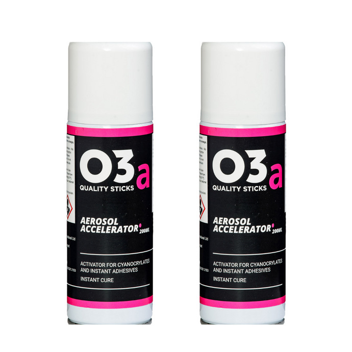 O3a Aerosol Accelerator, for CA Adhesive, Non Staining, 200ml - Twin Pack